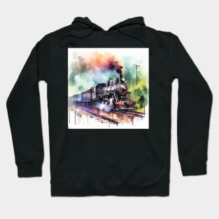 Fantasy illustration of a train barreling down the tracks Hoodie